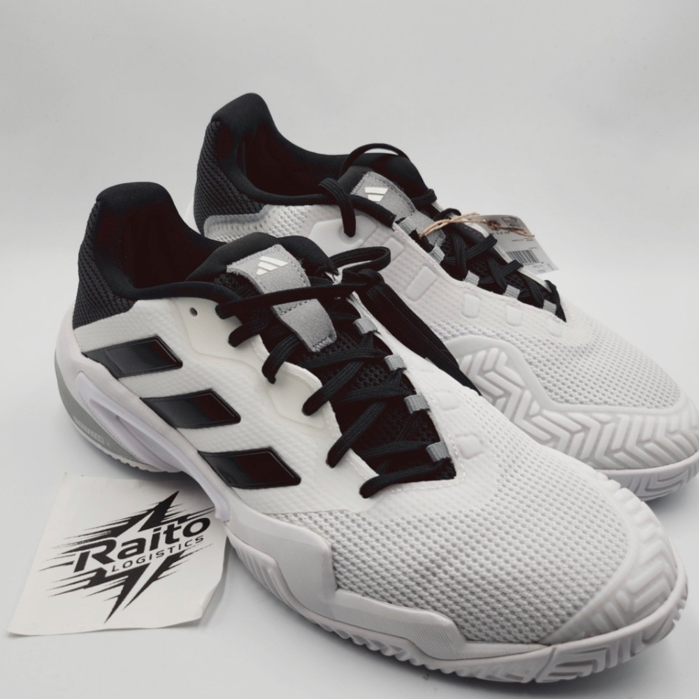 Mens Size 11 Adidas Tennis Shoes Barricade 13 Mesh Lace Up White Black IF0465